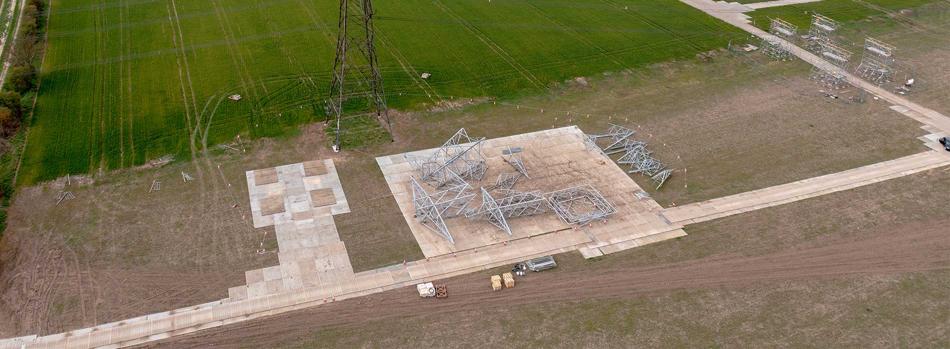 Birdseye View Of Trakway Site At High Marnham Replacing An Electrical Pilon