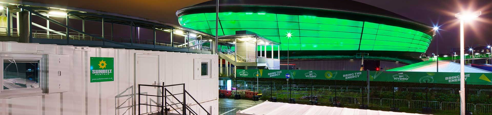 COP26 Glasgow Arena Overlooking Sunbelt Welfare Units