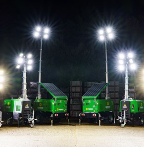 A range of Sunbelt Rentals lighting equipment